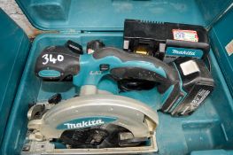 Makita 18v cordless circular saw c/w 2 batteries, charger & carry case A632709