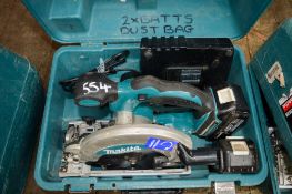 Makita 18v cordless circular saw c/w 2 batteries, charger & carry case A590356