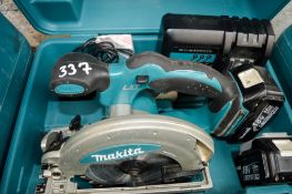 Makita 18v cordless circular saw c/w 2 batteries, charger & carry case A627578