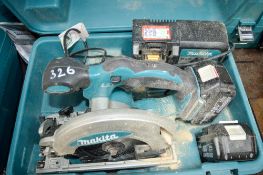 Makita 18v cordless circular saw c/w 2 batteries, charger & carry case A636236