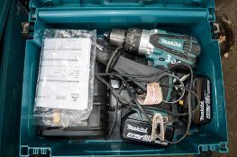 Makita 18v cordless power drill c/w 2 batteries, charger & carry case A666121