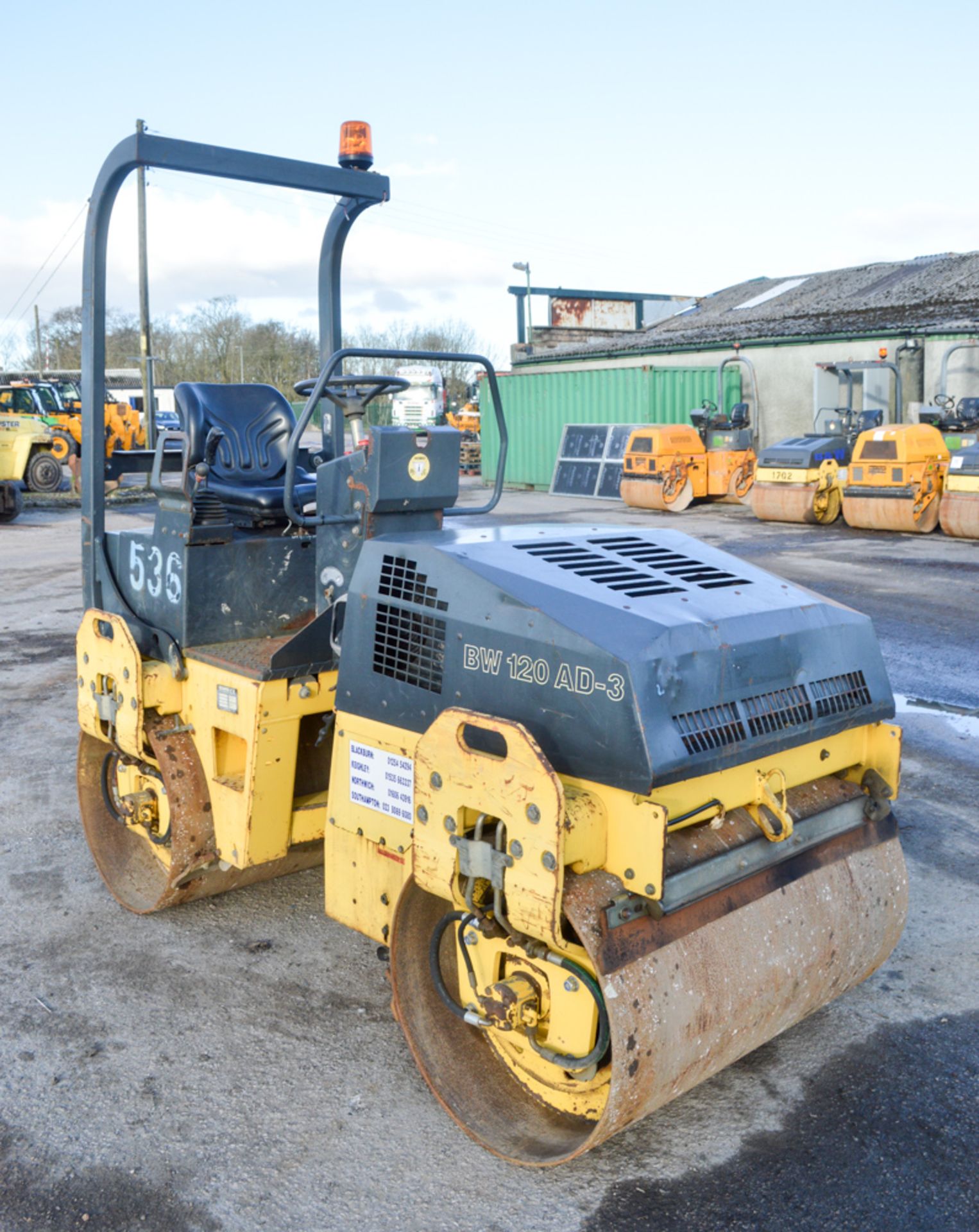 Bomag BW120 AD-3 double drum ride on roller Year: 2003 S/N: 518786 Recorded Hours: 1630 536 - Image 2 of 8