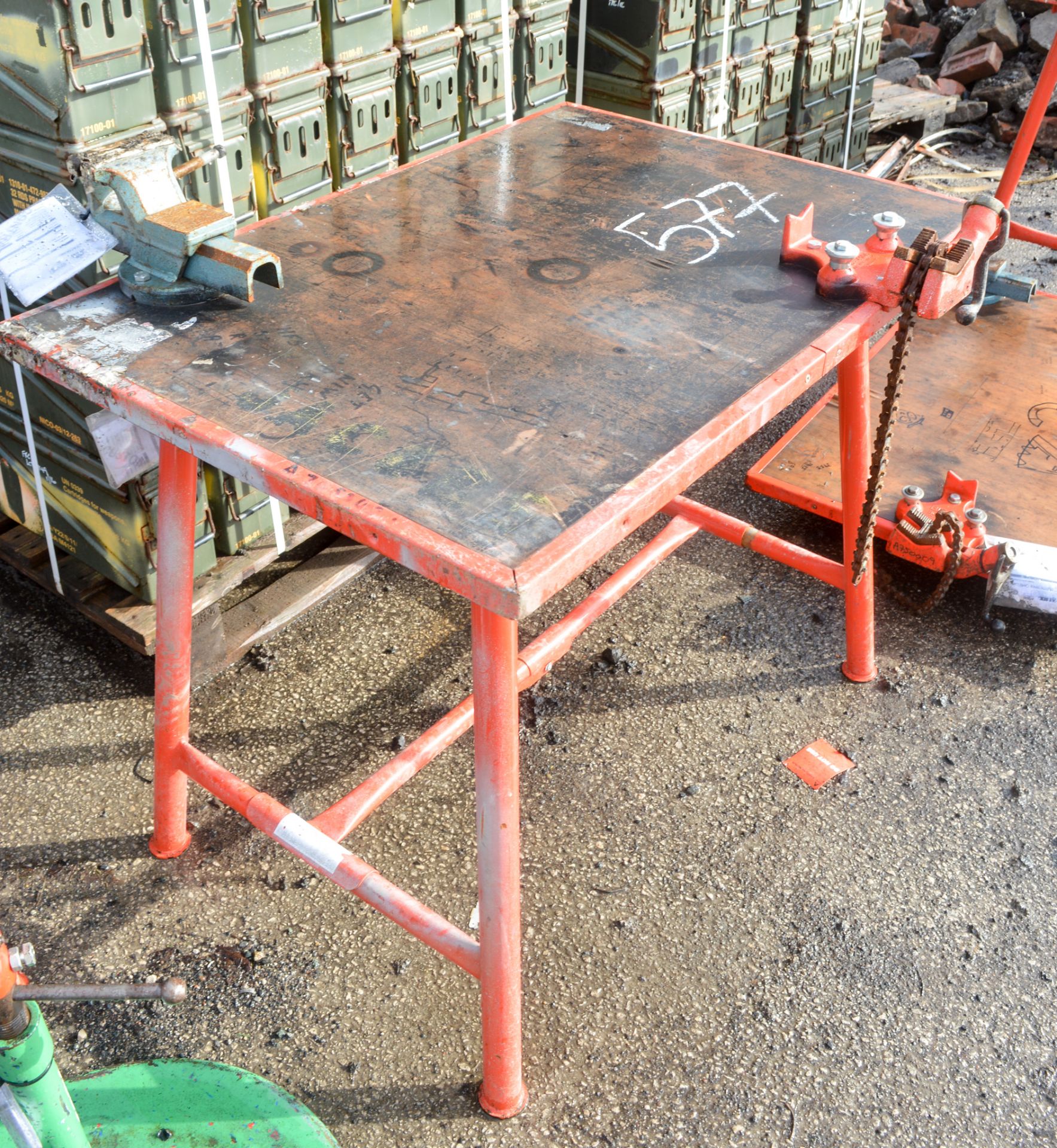 Site work bench  c/w bench vice and pipe vice