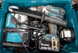 Makita 18v cordless power drill c/w 2 batteries, charger & carry case A592698