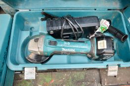 Makita 18v 115mm cordless angle grinder c/w battery, charger & carry case A639377