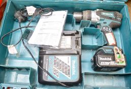 Makita 18v cordless power drill c/w battery, charger & carry case A628432