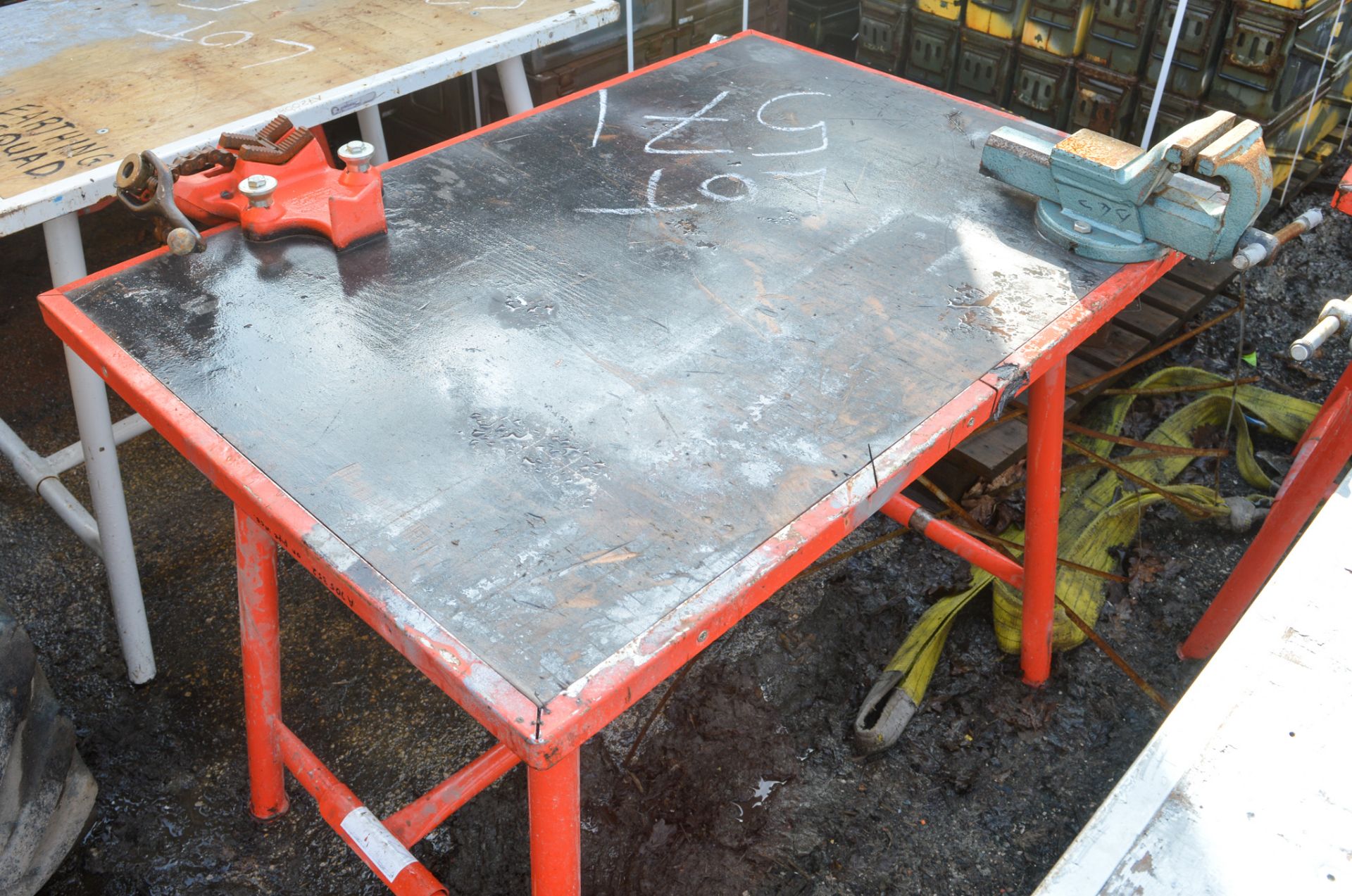 Site work bench  c/w bench vice and pipe vice