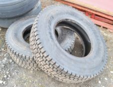2 - Bridgestone 195/80 R22.5 lorry tyres ** No VAT on hammer price but VAT will be charged on the