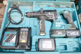 Makita 18v cordless rotary hammer drill c/w chuck, 2 batteries, charger & carry case A636498
