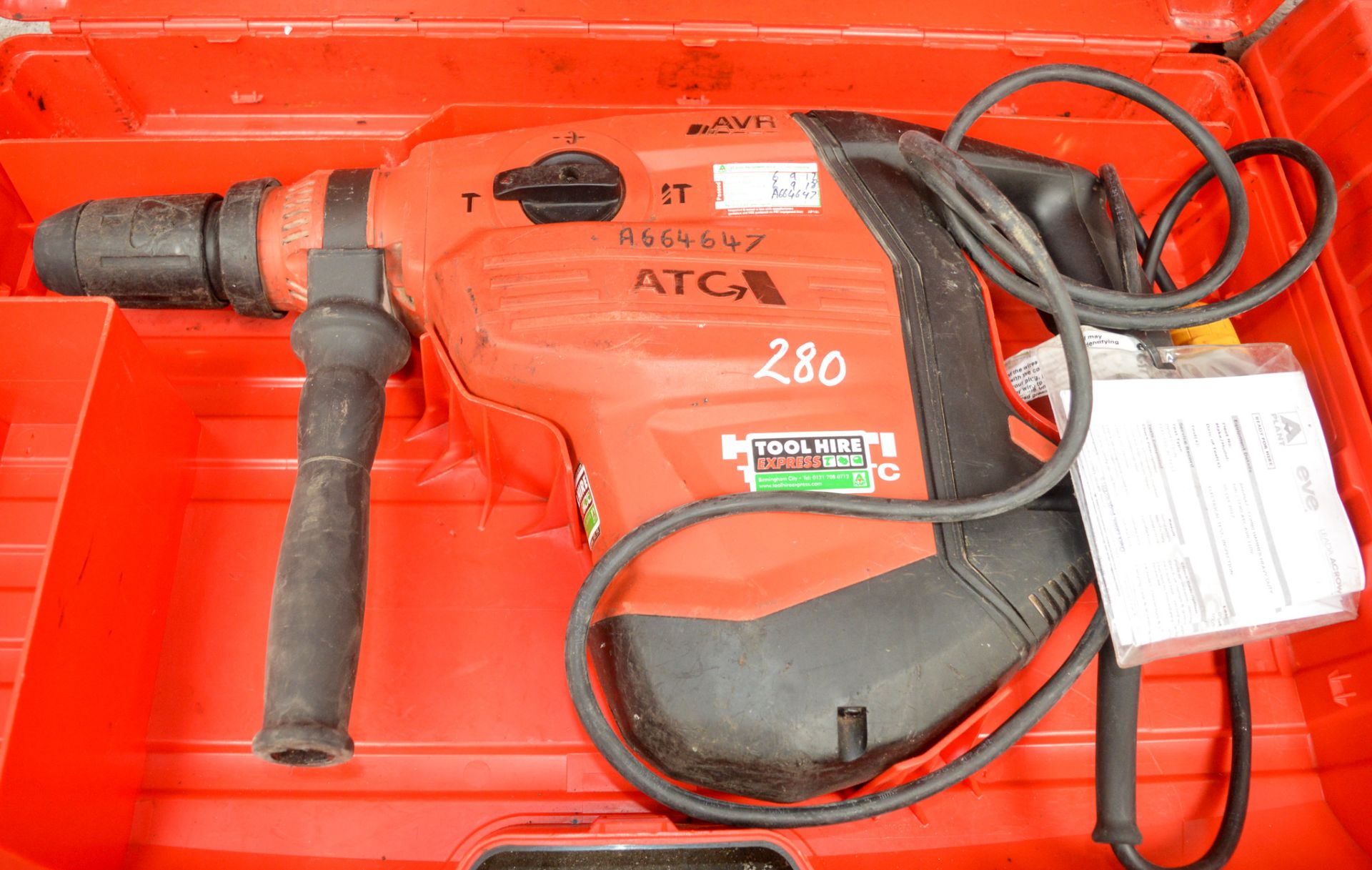 Hilti TE80-ATC 110v SDS hammer drill c/w carry case A664647