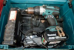 Makita 18v cordless drill c/w 2 batteries, charger & carry case A643999