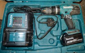 Makita 18v cordless drill c/w charger, battery & carry case JB5829