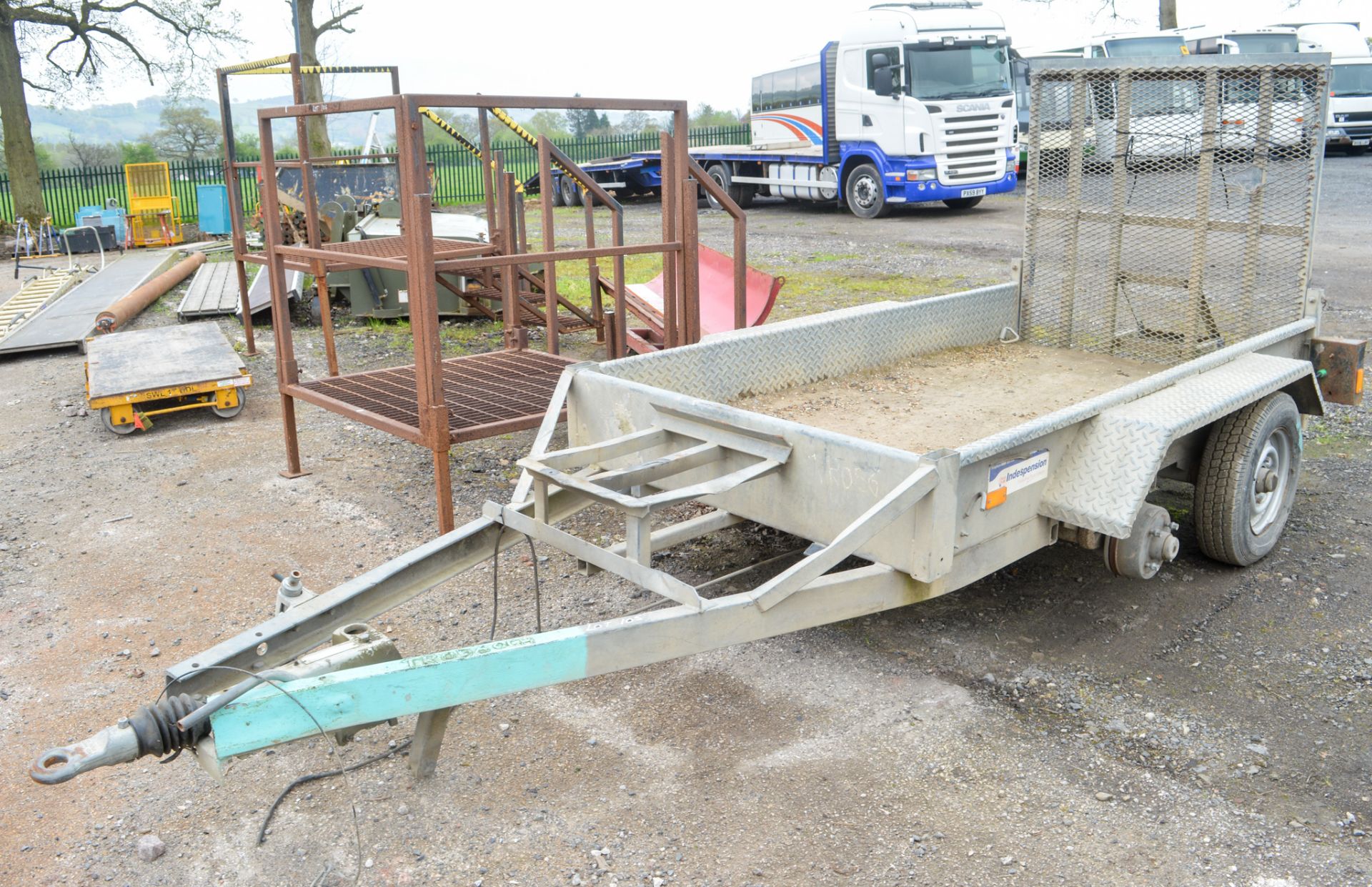 Indespension 8 ft x 4 ft tandem axle plant trailer TR05600H ** Wheel missing **