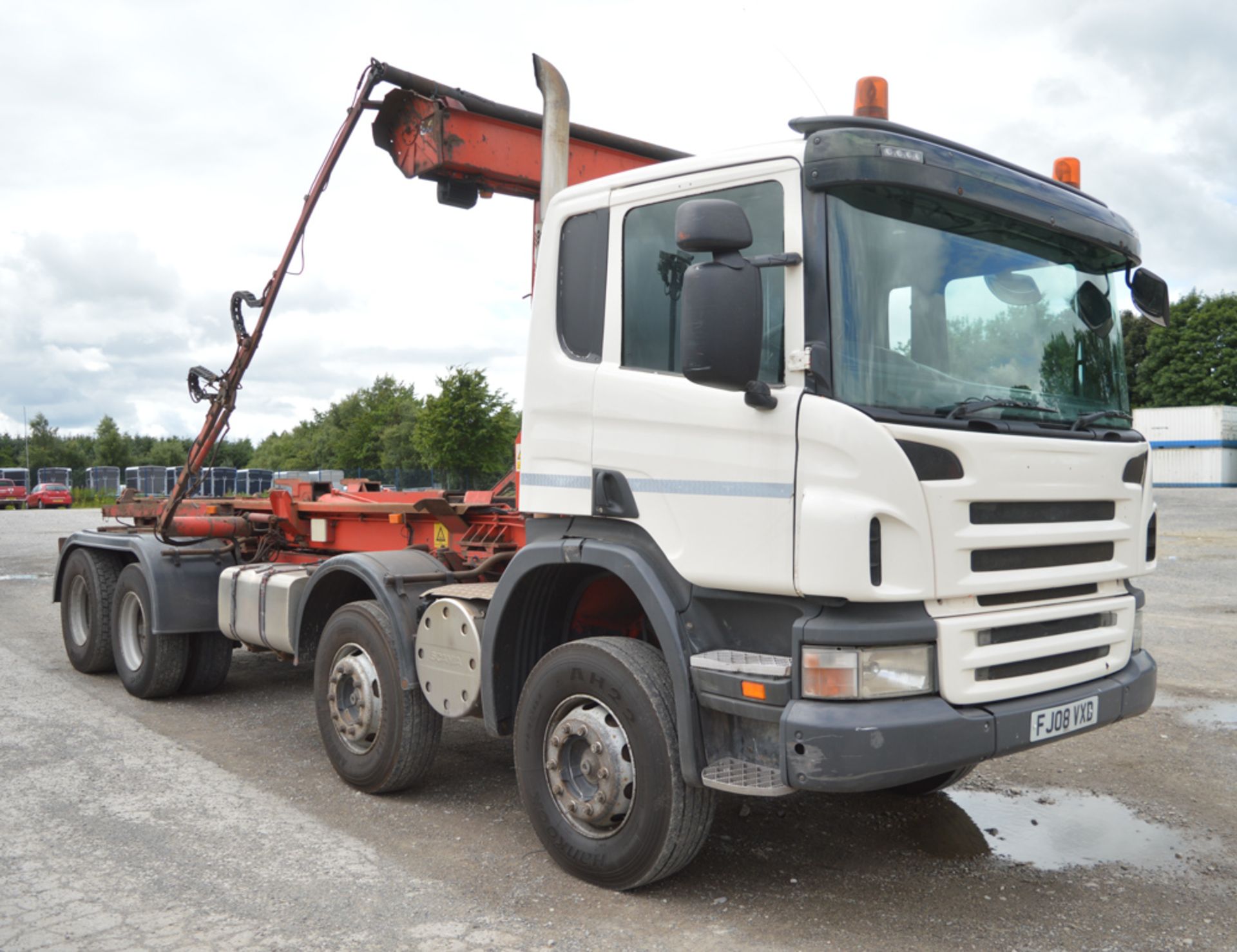 Scania P380 8x4 hook loader lorry  Registration number: FJ08 VXD  Date of registration: 24/06/2008 - Image 2 of 12