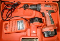 Maktec 14v cordless drill c/w charger, 2 batteries & carry case S6652