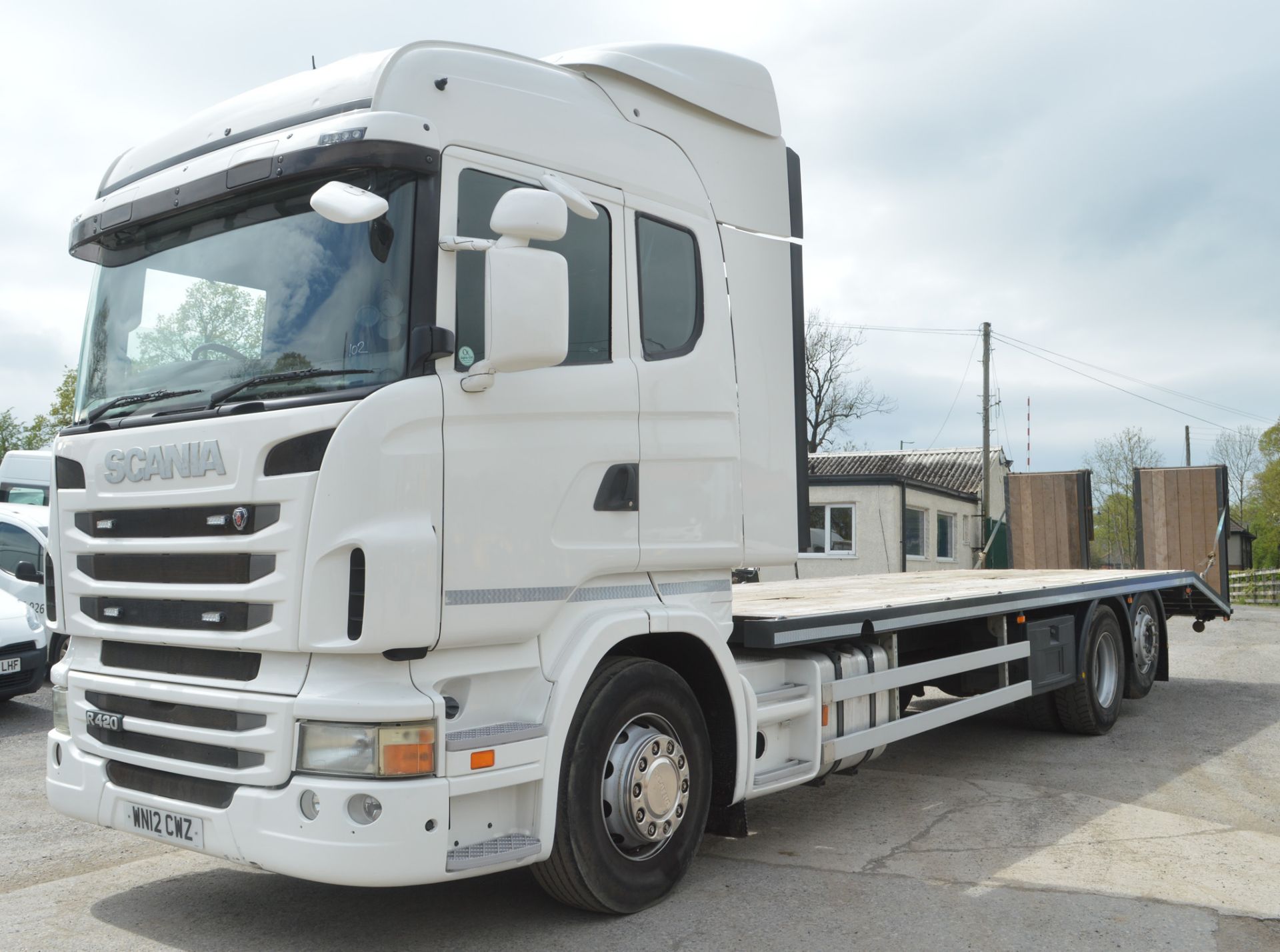 Scania R420 High Line Euro 5 6x2 30 foot beaver tail plant lorry  Registration number: WN12 CWZ