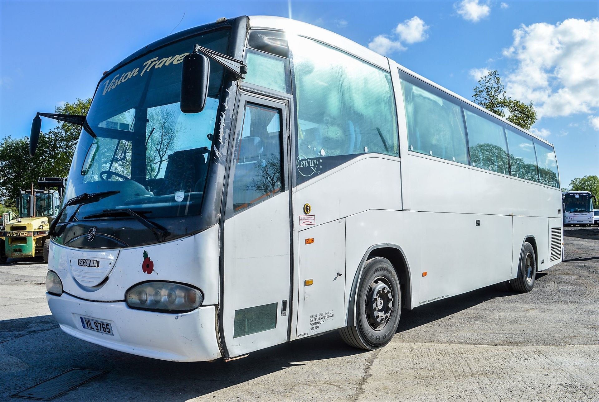 Scania Irizar Century 49 seat luxury coach Registration Number: VIL 9765 Date of registration: 13/