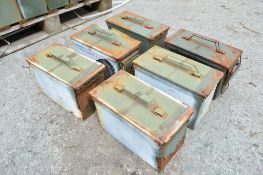 6 - ammunition tins (Ex MOD) Brown