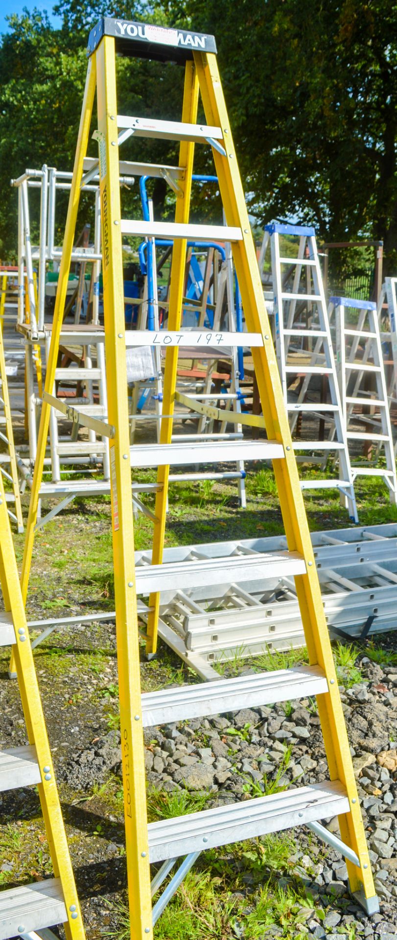 8 tread fibreglass framed step ladder E0012130