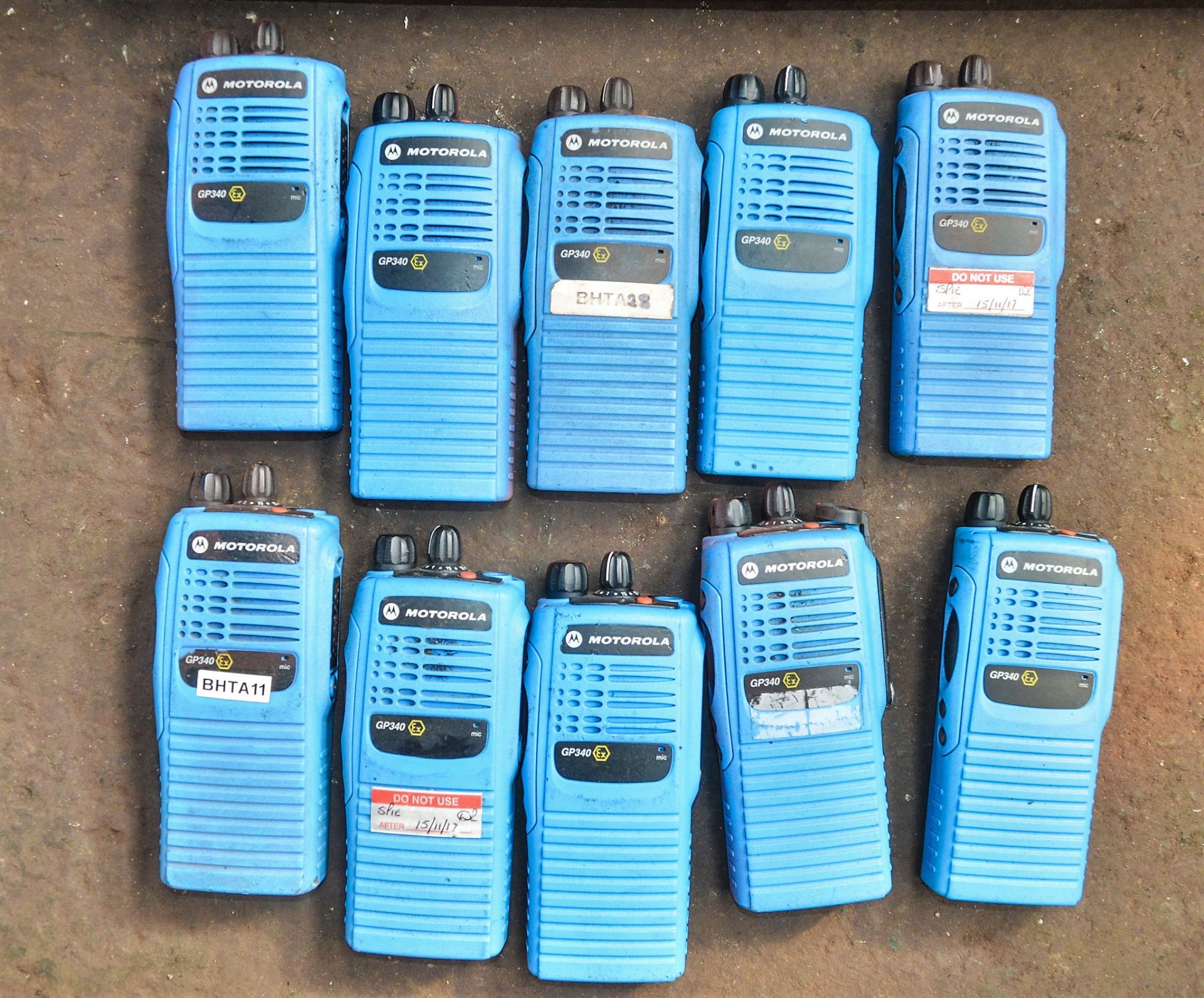 10 - Motorola GP340 radios (blue) ** No batteries **