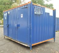 13 ft x 9 ft steel anti vandal jack leg toilet block  No keys but unlocked  6634