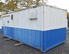 21 ft x 9 ft steel anti vandal jack leg toilet block Blue&White *No keys but unlocked*