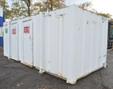 21 ft x 9 ft steel anti vandal jack leg toilet and shower block  A446525 c/w keys in office