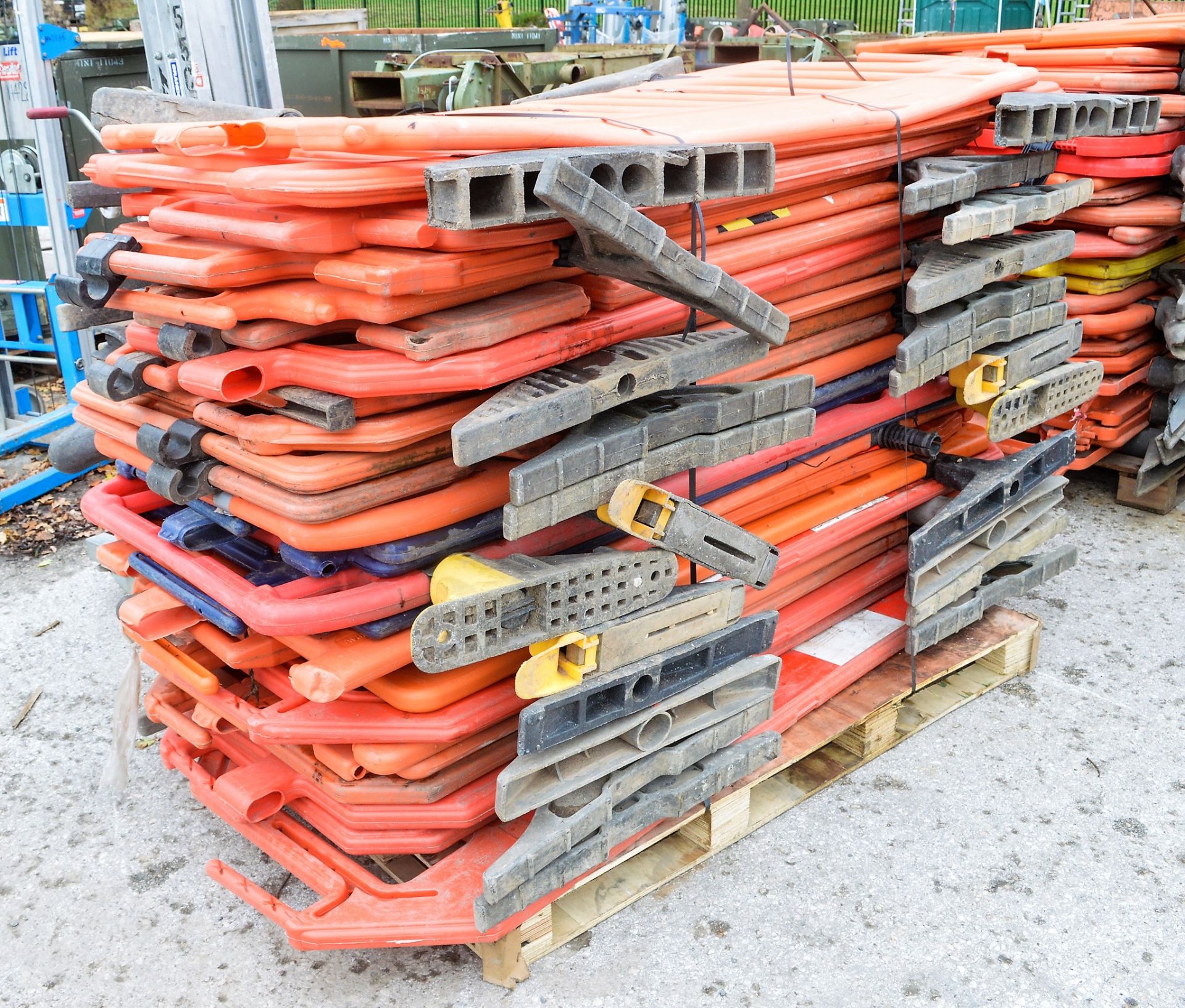 Pallet of plastic safety barriers