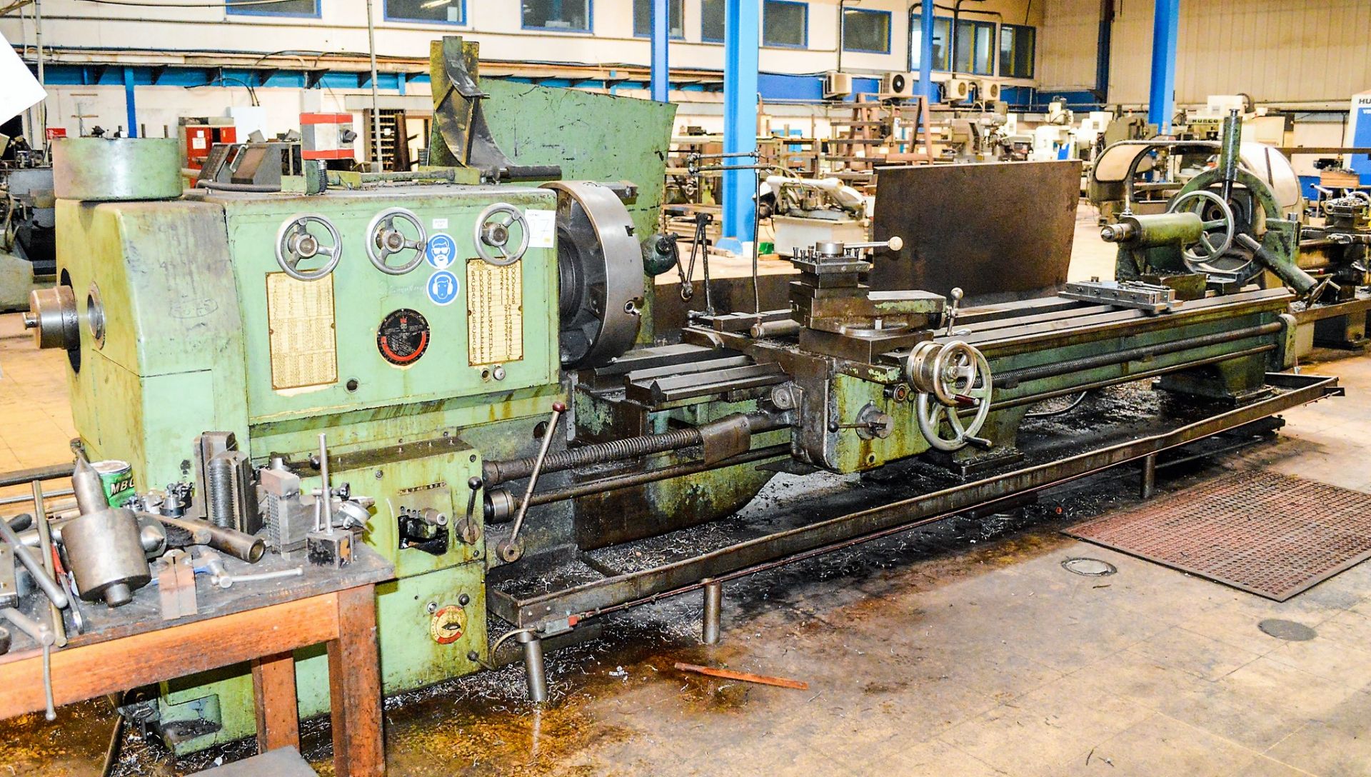 Stanley Gap bed centre lathe S/N: 22 inch swing over gap, 11 ft between centres c/w 4 jaw chuck & - Image 3 of 3