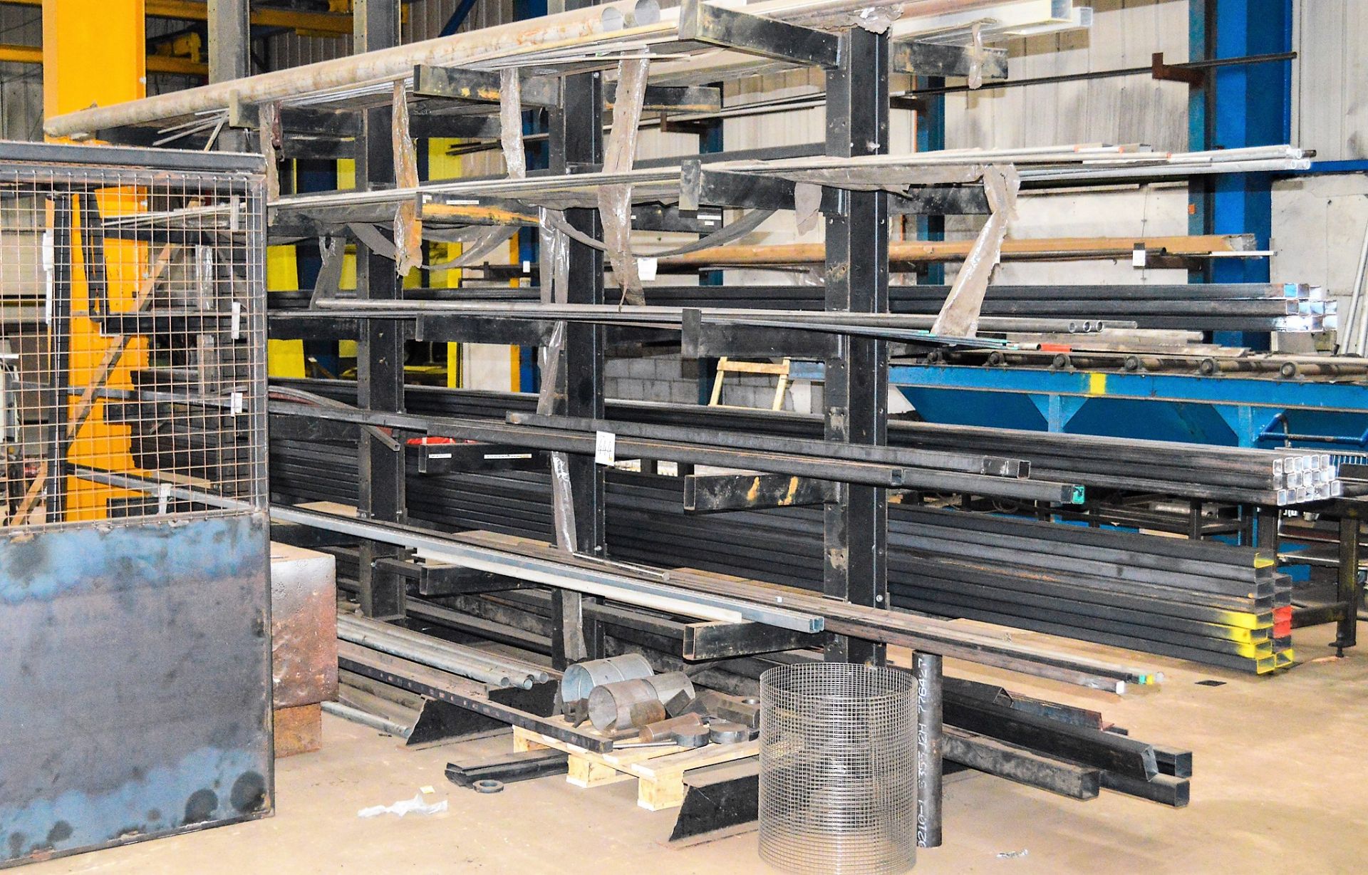 Double sided steel stock rack & contents of steel box section, flat bar, tube & stainless box as - Image 3 of 3
