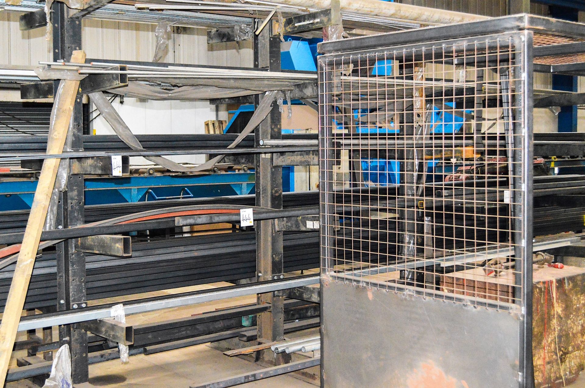 Double sided steel stock rack & contents of steel box section, flat bar, tube & stainless box as - Image 2 of 3