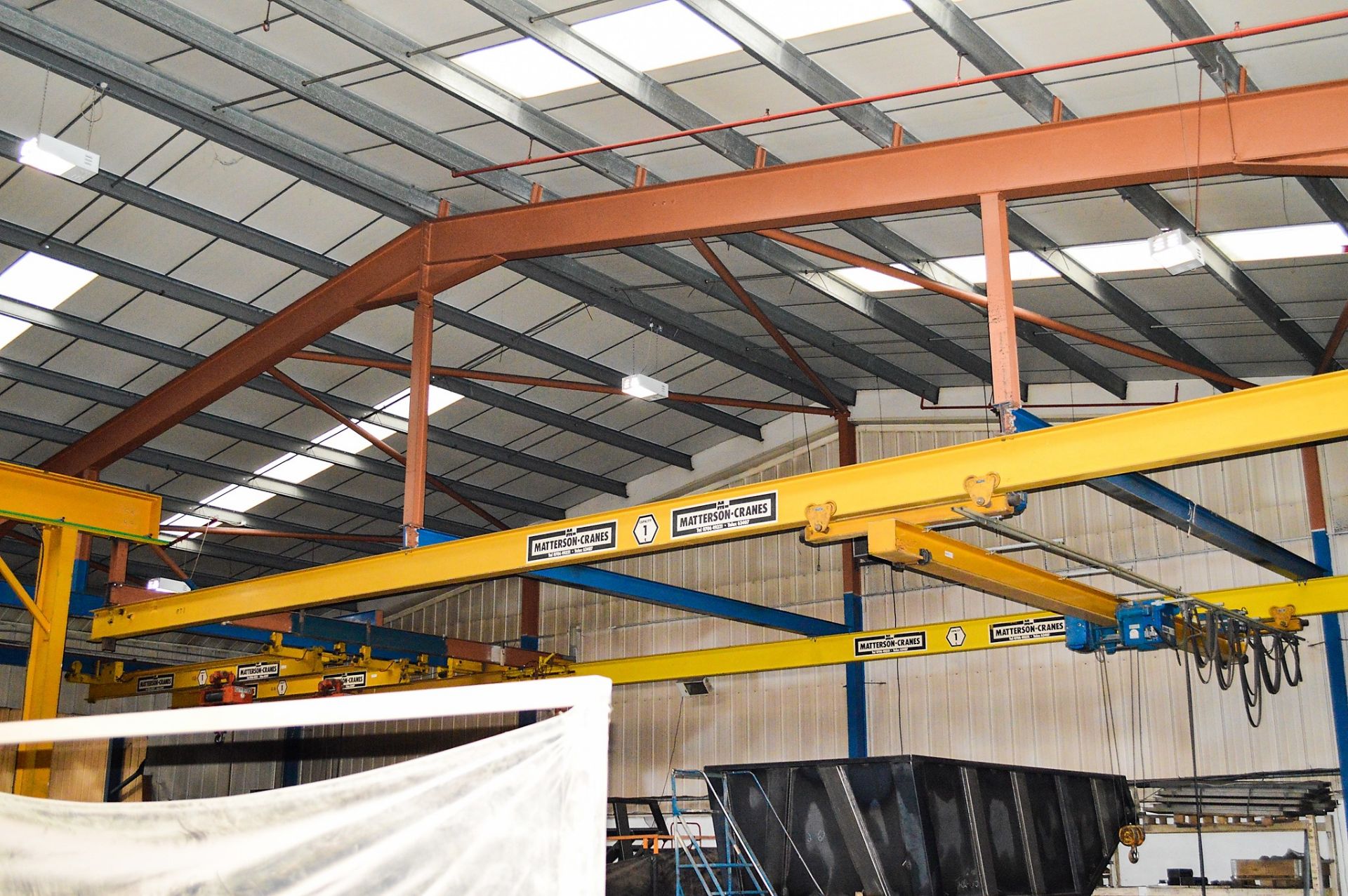 Matterson 1 tonne overhead gantry crane Approximately 20 metre long by 10 metre wide **Buyers must - Image 2 of 3