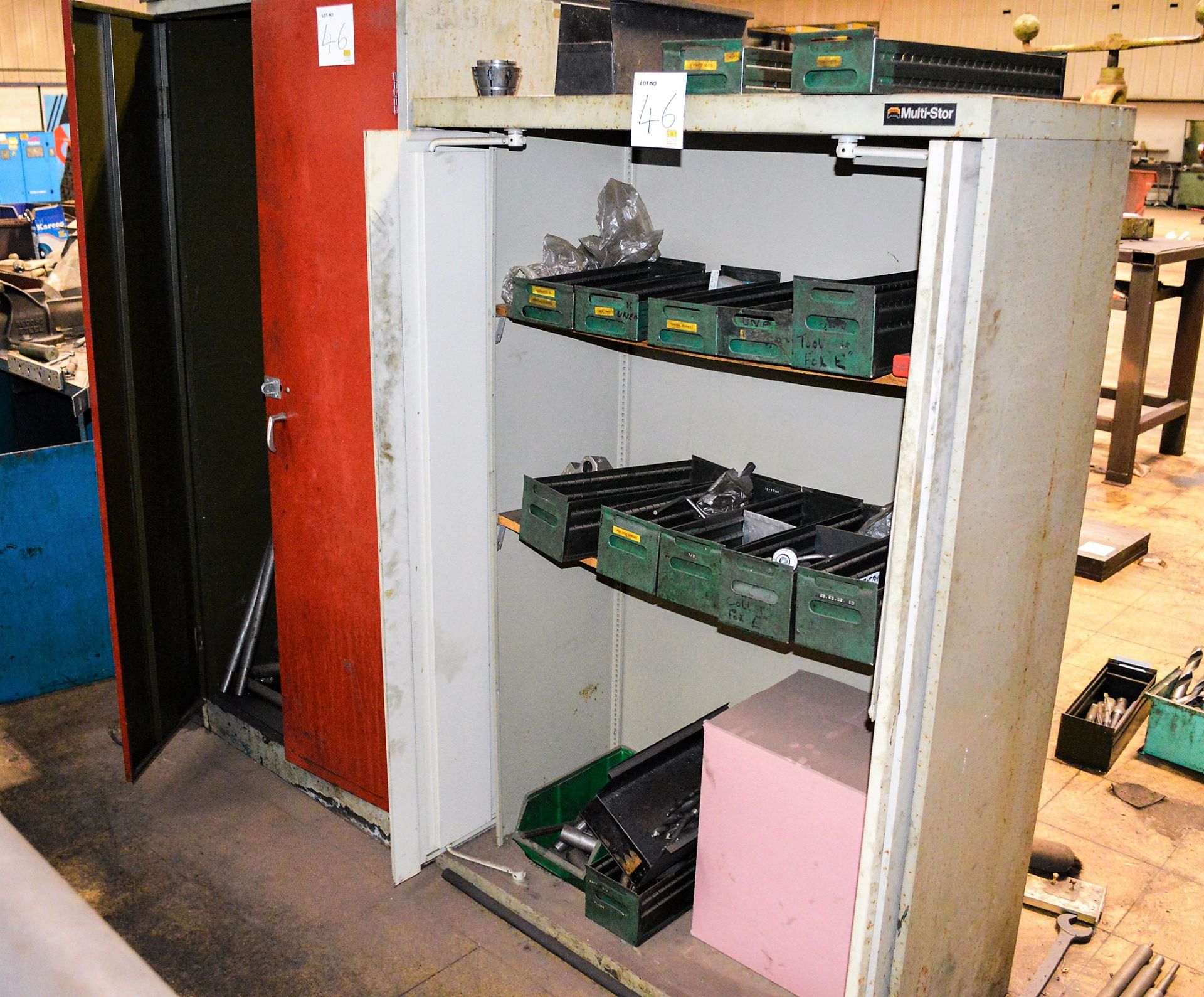 2 - steel cabinets & contents of tooling etc