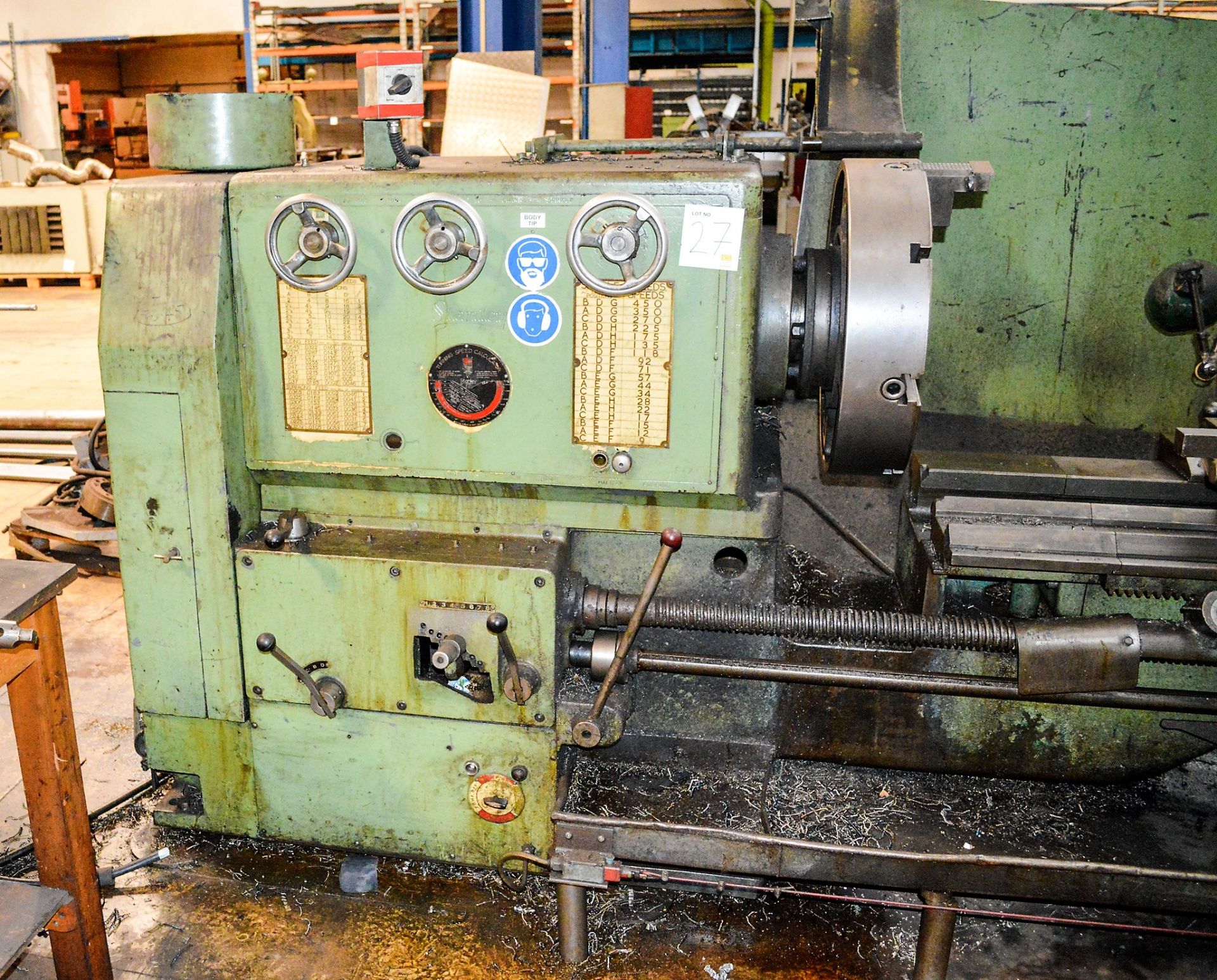 Stanley Gap bed centre lathe S/N: 22 inch swing over gap, 11 ft between centres c/w 4 jaw chuck & - Image 2 of 3