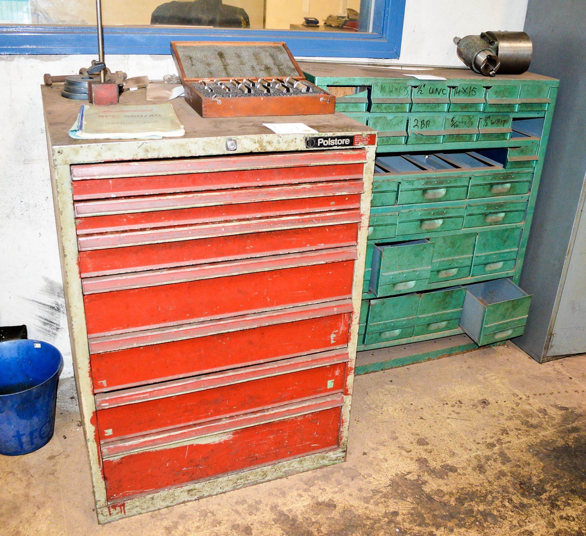2 - steel tool drawers & contents