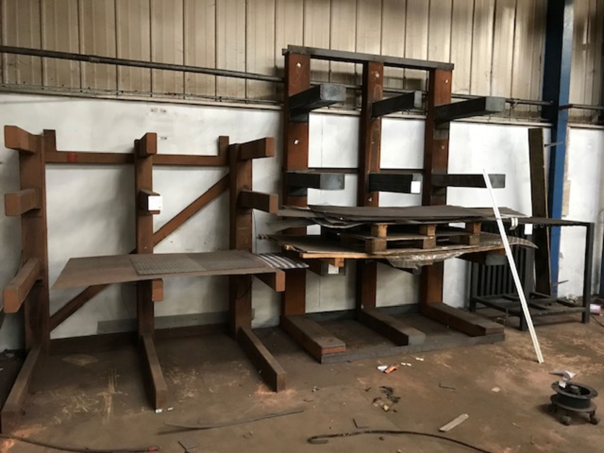 2 steel racks & contents of steel