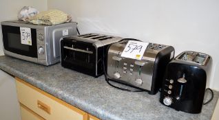 Microwave oven & 3 - toasters