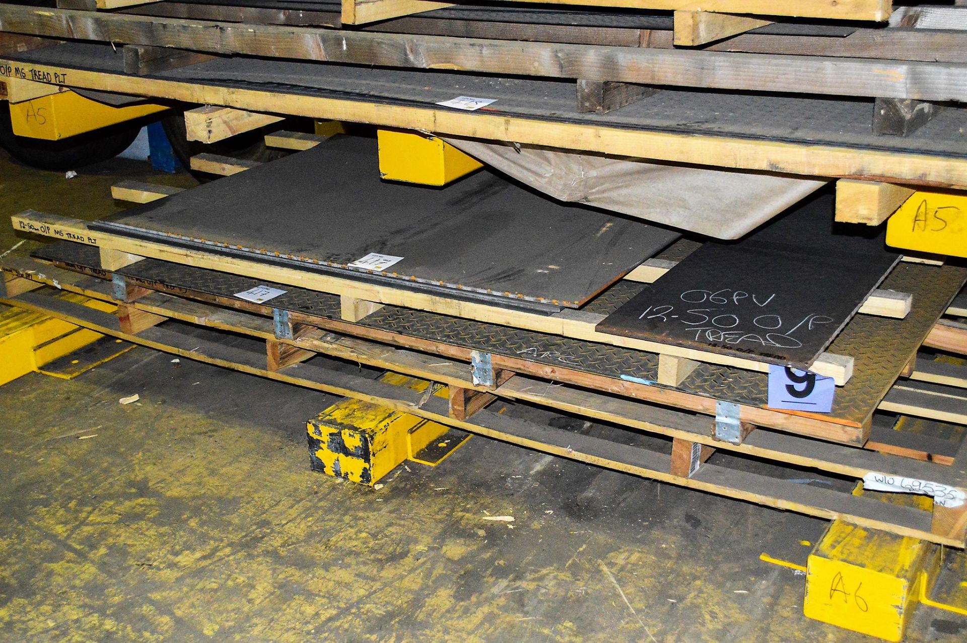 Sheet of 12mm steel tread plate, 3 sheets of 12.5mm steel tread plate & 1 off cut of 12.5mm steel