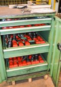Steel cabinet c/w contents of tooling etc as lotted