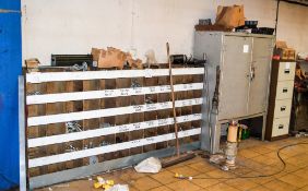 Steel filing cabinet, double door cabinet & parts rack & contents of nuts, bolts & consumables