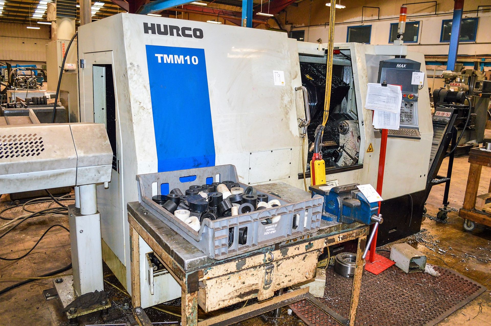 Hurco TMM10 CNC slant bed lathe S/N: 11102100AAB c/w 12 station tool charge, headstock, Hurlo Max - Image 2 of 6