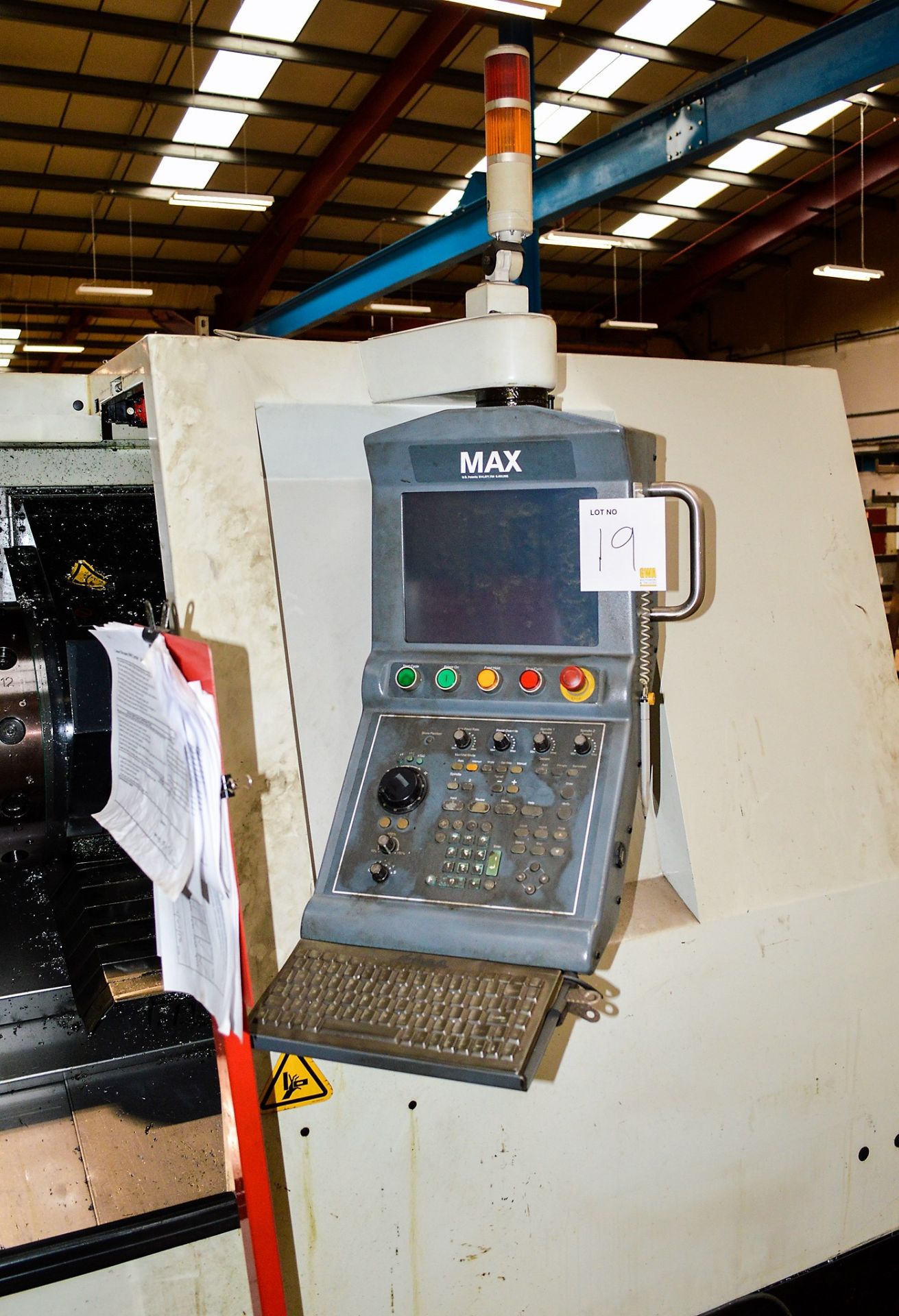 Hurco TMM10 CNC slant bed lathe S/N: 11102100AAB c/w 12 station tool charge, headstock, Hurlo Max - Image 4 of 6