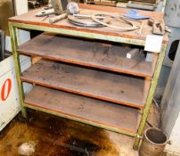 Steel work bench & contents of drills, tooling etc as lotted