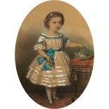 T. Lorenzone, Maler des 19. Jahrhunderts BILDNIS EINES KLEINEN MÄDCHENS AN EINEM TABOURET MIT