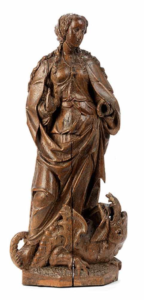 Heilige Margaretha Höhe: 49 cm. Niederlande, 16. Jahrhundert. Auf einem oktogonalen - Image 3 of 3
