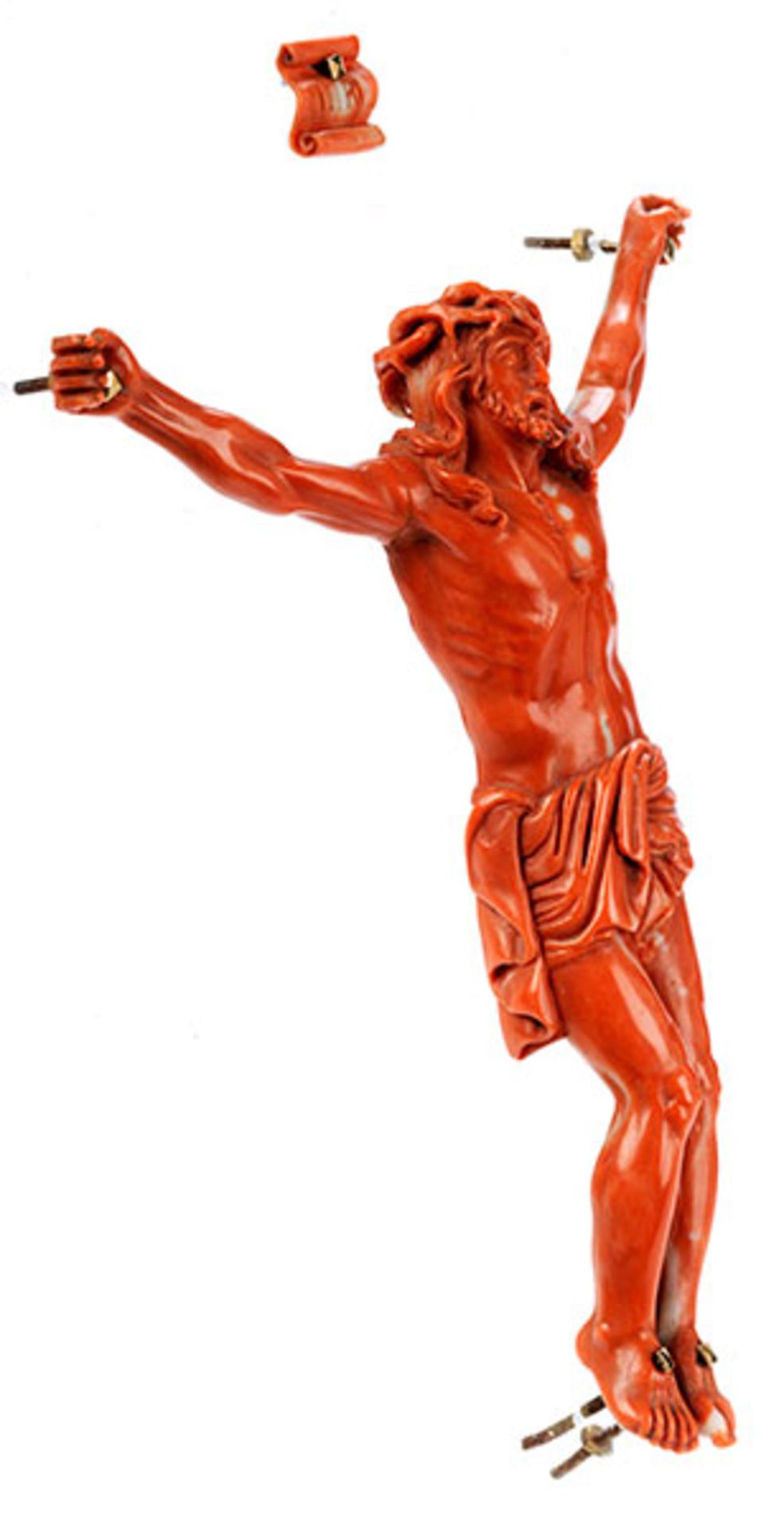 Corpus Christi aus Koralle Höhe der Christusfigur: ca. 18 cm. Sizilien, 17./ 18. Jahrhundert. - Bild 2 aus 3