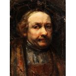 Maler des 18./ 19. Jahrhunderts PORTRAITBILDNIS DES REMBRANDT VAN RIJN Öl auf Karton. Auf Leinwand