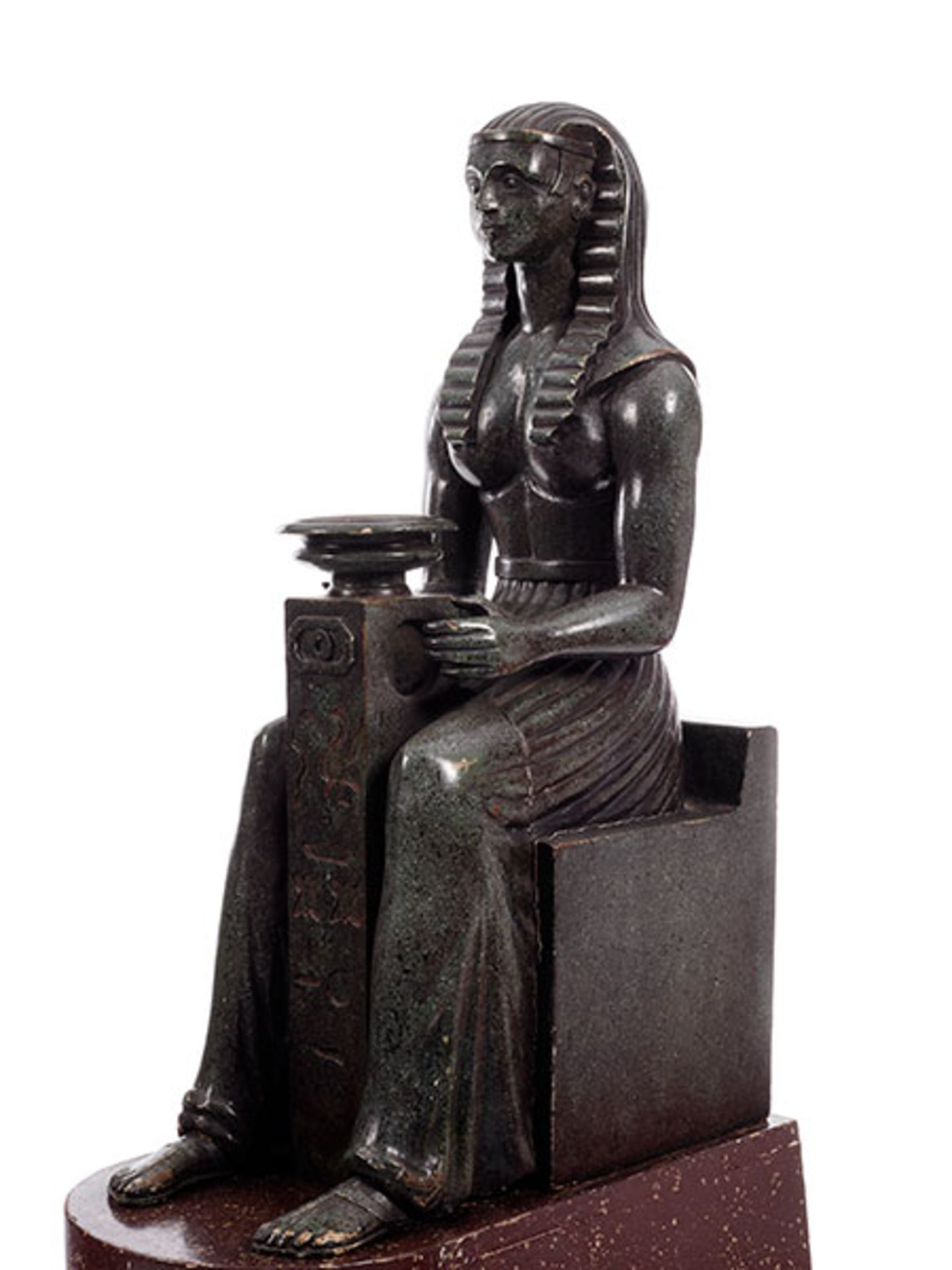 Zwei ägyptische Gottheiten Höhe mit Sockel: 163 cm. Ohne Sockel: 104 cm. Holz, geschnitzt, - Bild 2 aus 3