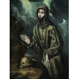 Italo-spanischer Maler in der Art des El Greco, 1541 "" 1614 DER HEILIGE ANTONIUS ERHÄLT DIE