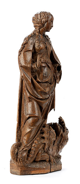 Heilige Margaretha Höhe: 49 cm. Niederlande, 16. Jahrhundert. Auf einem oktogonalen - Image 2 of 3
